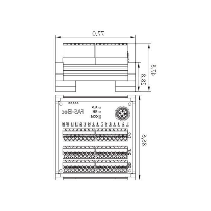 IP20， IO-Link集线器，NPN， 16DI/DO可配置，终端模块，00BS12