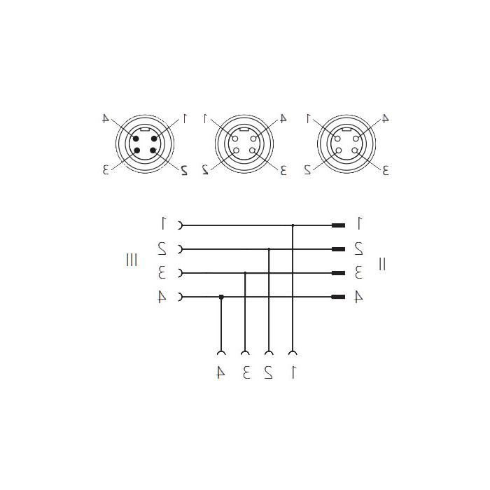  7/8" 4引脚公/2x 7/8" 4引脚母，t型电源三通，0PI444