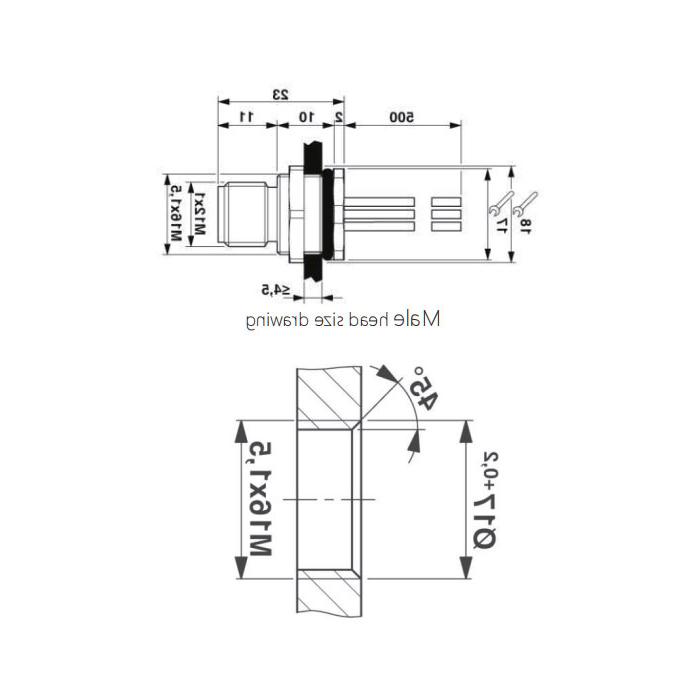 M12 12Pin，公，法兰连接器，电路板后装，PCB安装，64SC81P