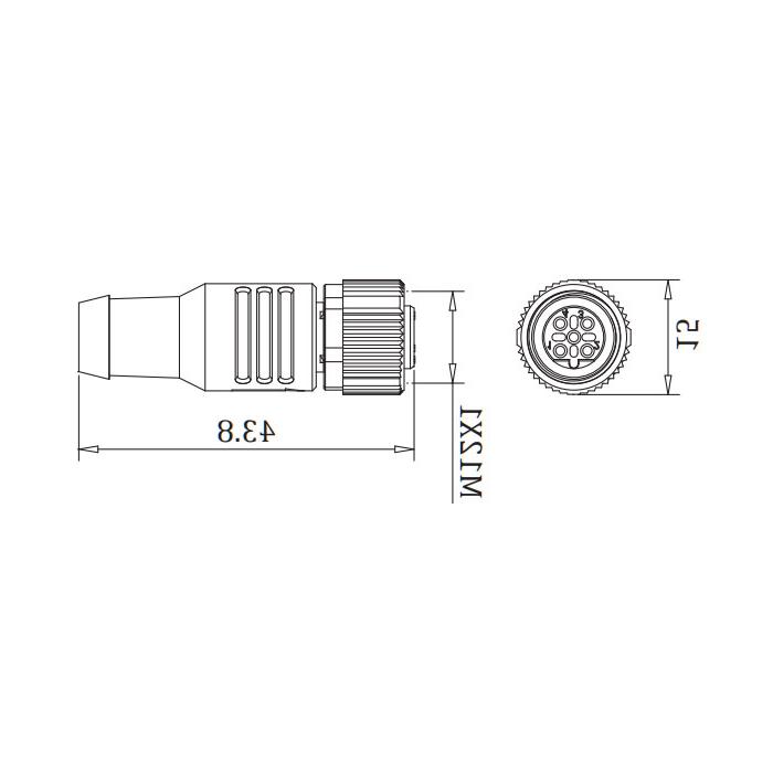 M12 5Pin， b编码，直母，Profibus总线终端电阻，0C4R13